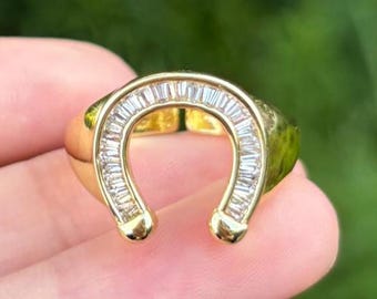 Horseshoe Ring, Lucky Ring, Statement Ring, Signet Ring, Baguette Ring, Statement Jewelry, Chunky Rings Vintage Ring