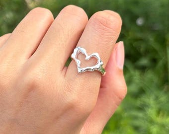 925 Sterling Heart Silver Ring, Heart Jewelry