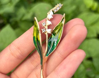 Lily of the Valley Brooch Gold Flower Pin