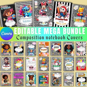35 Composition Book Cover Mega Bundle, Canva Composition Notebook Design, Custom Composition Notebook, Composition Book Cover