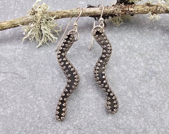 Sterling Silver Earrings, Hand Built, One of a Kind, Sterling Silver, Handmade, Snake Earrings, Regal Earrings, Custom Made