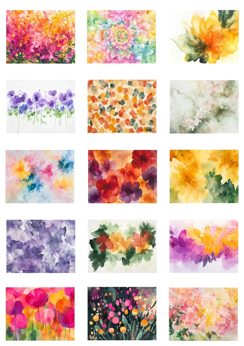 Flower Reverse Coloring Pages: Watercolor Style Backgrounds (digital ...