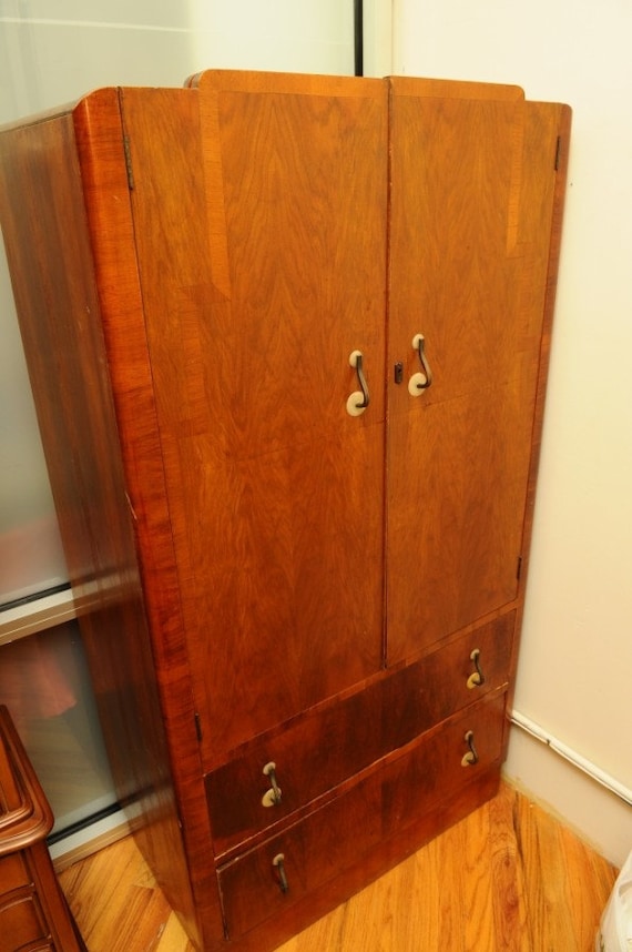 Items similar to Art Deco Armoire with inlaid woodwork on Etsy