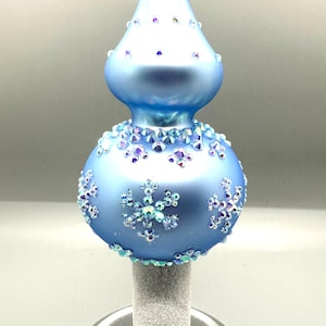 11 inch Matte Light Blue Christmas Snowflake Finial Christmas Tree Topper