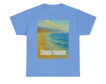 Zuma Beach Unisex Heavy Cotton Tee, Beach Shirt, Summer Apparel, Ocean Lover Gift, Casual T-Shirt, Vacation Tee