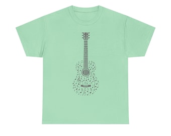 Guitar Flame Heavy Cotton Tee | Music Lover Gift, Unisex Shirt, Casual Style, Concert Attire, Unique Music T-Shirt
