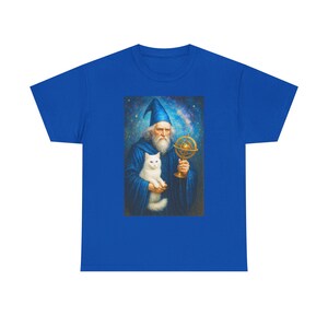 Mystic Wizard Tee, Enchanted Cat Shirt, Fantasy T-Shirt, Unisex Graphic Tee, Gift for Wizards, Magical Apparel, Whimsical Clothing