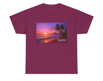 Tropical Sunset Tee, Casual Summer Shirt, Beach Vibes T-Shirt, Graphic Tee, Vacation Apparel, Gift for Beach Lovers