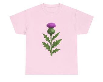Floral Thistle T-Shirt, Nature Lover Gift, Eco-Friendly Casual Tee, Organic Cotton Shirt, Botanical Art Tee, Everyday Wear