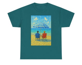 Beach Day Unisex Heavy Cotton Tee, Summer Shirt, Vacation Tee, Gift for Beach Lovers, Relaxing T-Shirt