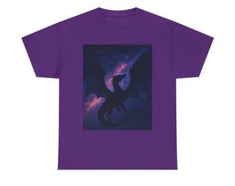 Cosmic Dragon T-Shirt, Unisex Heavy Cotton Tee, Fantasy Tee, Gift for Dragon Lovers, Sci-Fi Inspired Shirt, Space Art Apparel, Unique Dragon