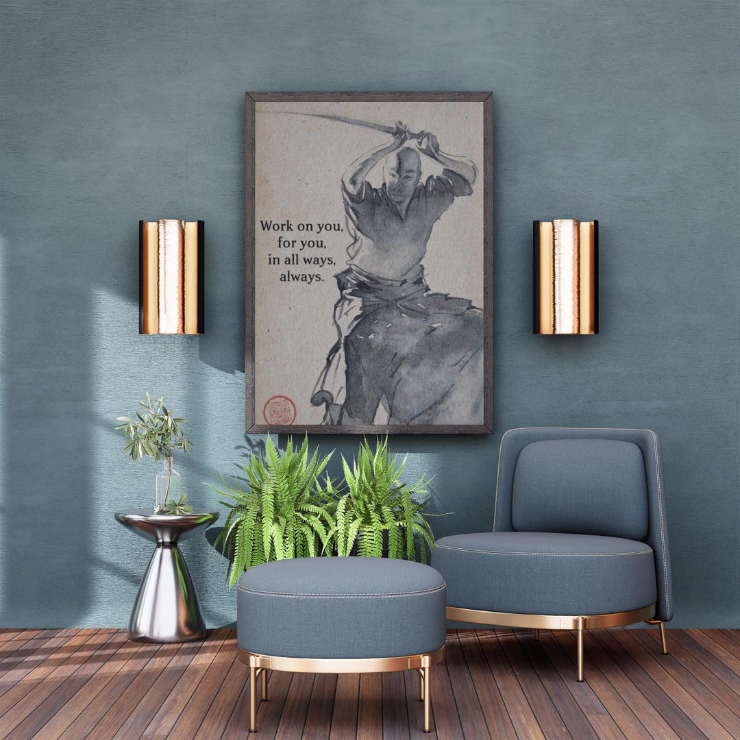 Working Samurai Work on You~ Samurai Warrior Wall Art, Bushido Code Print, Zen ...