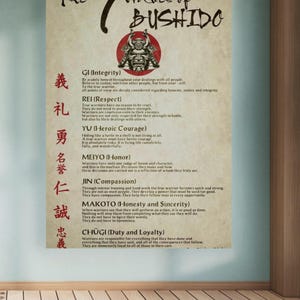 Bushido Code Printable • Samurai Warrior Wall Art • Zen Motivational ...