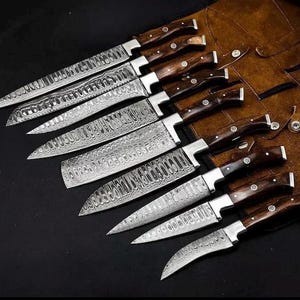 Chef Set, Hand Forged Kitchen Knife Set, Handmade Damascus Steel Chef Knife Set, Kitchen Use Set, Damascus Set, Anniversary Gifts, Best Gift