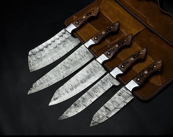 Handmade Damascus Steel Chef Knife Set - Hand-Forged Kitchen Knives