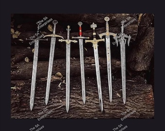 Svärd, Handgjort Damaskusstålsvärd, Vikingasvärd, Handsmidet svärd, Långt svärd, Fantasysvärd, Bästa jubileumspresenter, Julklappar
