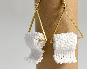 Funny Gift for Her - Toilet Paper Earrings - Funny Gift - White and Gold Tone