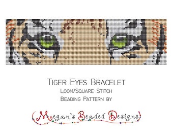 Loom Beading Pattern Tiger Eyes Bracelet for Loom or Square Stitch