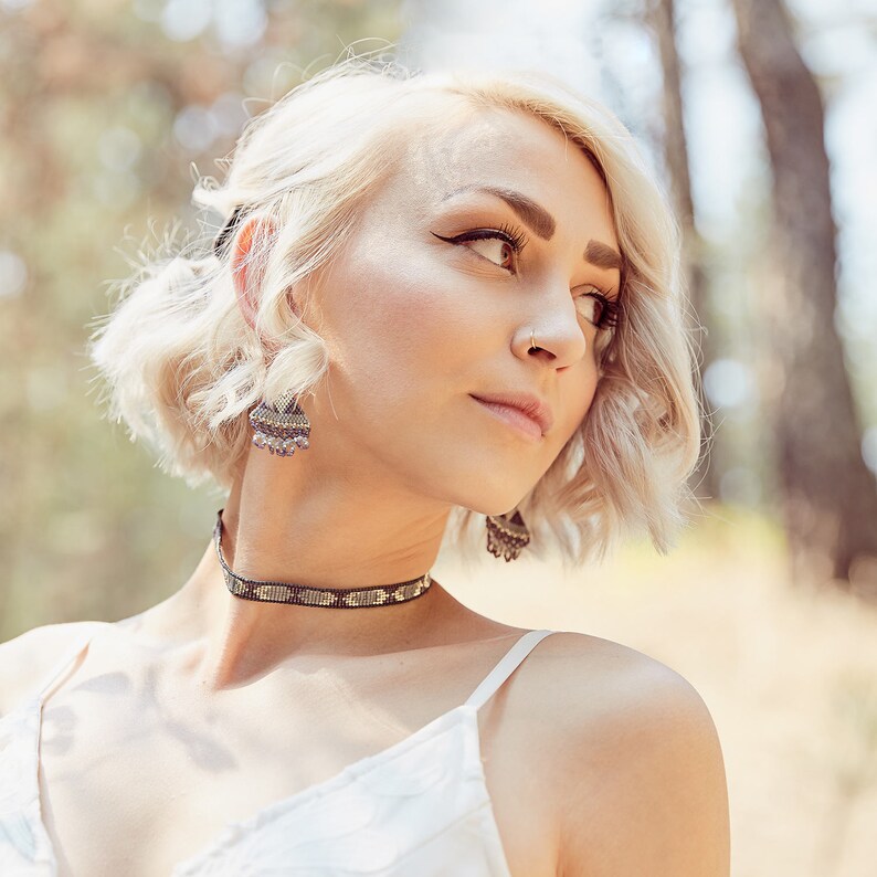 Purple Boho Choker Adjustable Boho Choker Collar