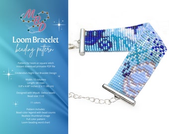 Cinderella's Night Out | Loom Bracelet Beading Pattern Bead Diagram Miyuki Delica Design Word Chart 11/0 Beads Fairy Tale DIY Jewelry Making