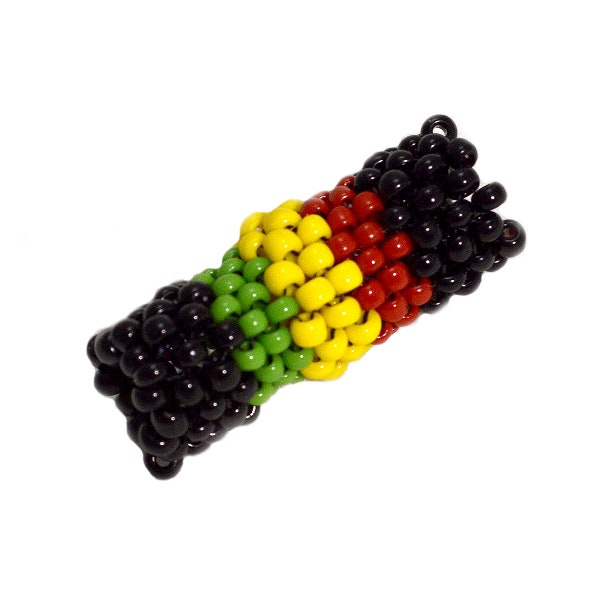 Rasta Colors Dread Bead Dreadlock Cuff Jewelry Hippie Locks Rainbow in Custom Size - Black, Green, Yellow, Red