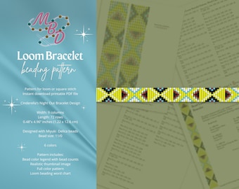 Traditional Style Loom Bracelet Beading Pattern Bead Diagram Miyuki Delica Design Word Chart Southwest Boho DIY Jewelry Making Square Stitch