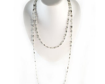 Double Wrap Necklace - Silver- Wrap Necklace - 44 inches