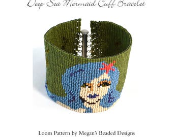 Tiefsee Meerjungfrau Manschette Armband Muster - Loom Pattern - Loom oder Square Stitch - Mermaid Loom Pattern