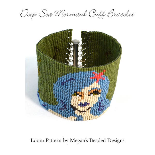 Deep Sea Mermaid Cuff Bracelet Pattern - Loom Pattern - Loom or Square Stitch - Mermaid Loom Pattern