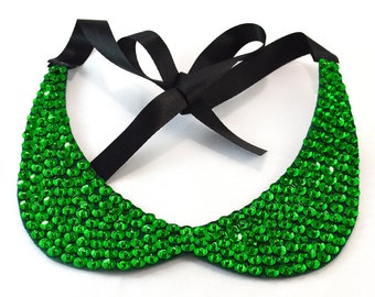 Green Sequin Collar Necklace - One Short Day in the Emerald City