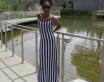 White Striped Maxi Tank Dress 