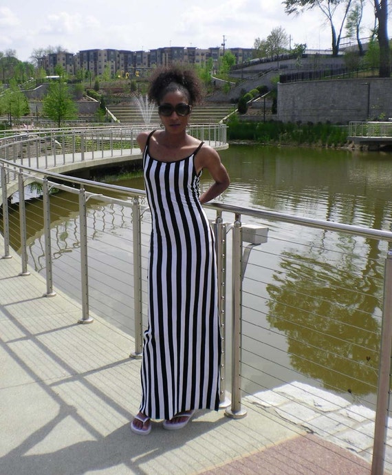 White Striped Maxi Tank Dress 