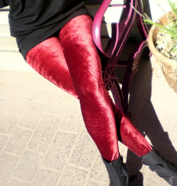 Plush Velvet Burgundy Leggings Also Plus Size 