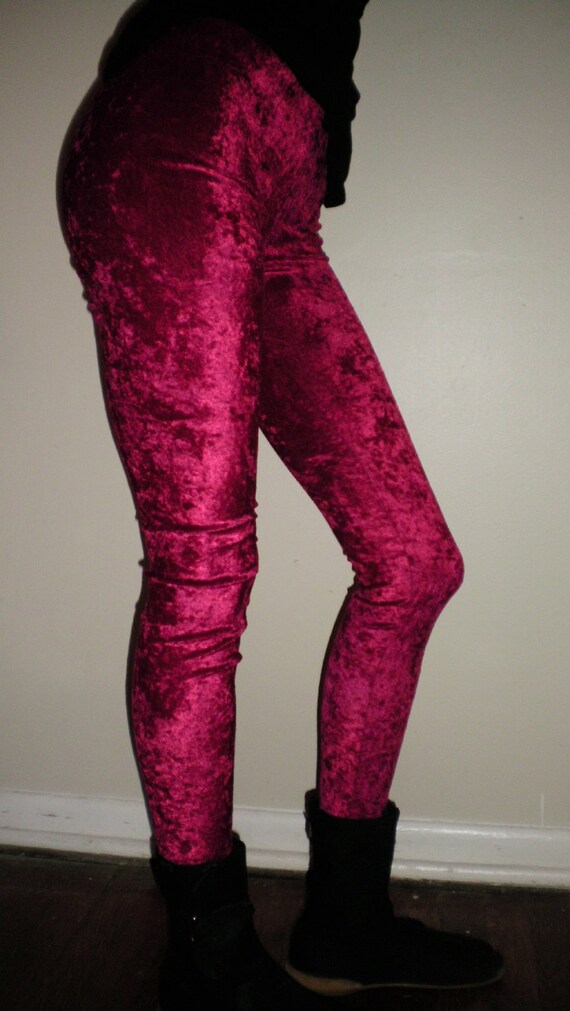 Plush Velvet Burgandy Leggings Also Plus Size 