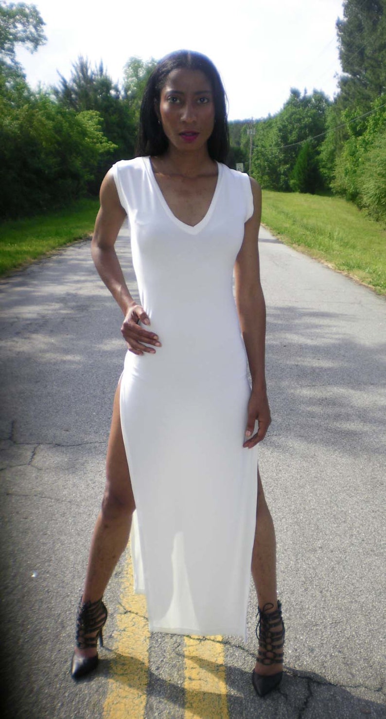 Double Side Slit Sleeveless V Maxi Dress Also Plus image 4