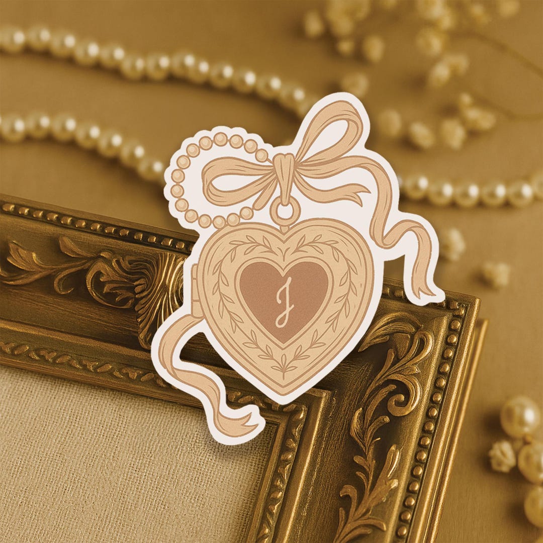 Key Locket Sticker Personalized Heart Locket Sticker With Initial Custom Laptop Decals ...