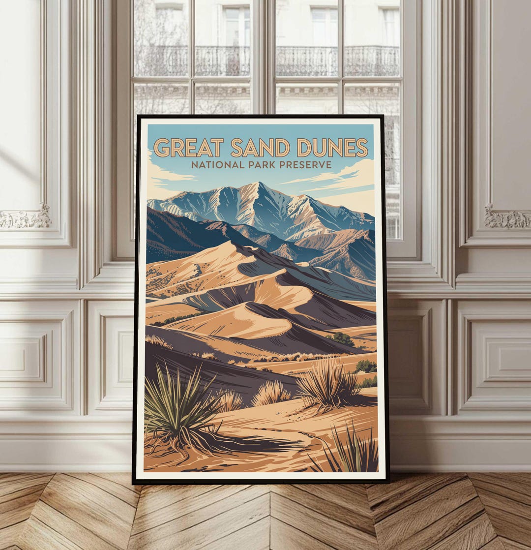 Great Sand Dunes National Park Poster, Great Sand Dunes Travel Poster ...