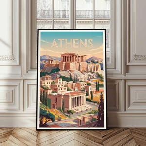 Athens Poster, Athens Travel Poster, Athens Greece Print, Greece Wall Art, Athens City Gift, Athens Illustration Art, Athens Art, Home Decor