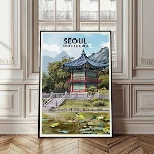 Seoul Poster, Seoul South Korea Poster, South Korea Travel Print, Seoul Travel Gift, Seoul Wall Art, Seoul Cityscape, Home Decor