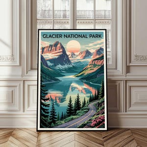 Glacier National Park Poster, Glacier Travel Poster, Montana Wall Art, Montana Print, Glacier Poster, Forest Poster, Nature Poster