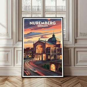 Póster de Núremberg, póster de viaje de Núremberg, impresión de Núremberg, Alemania, arte mural de Alemania, arte urbano de Núremberg, regalo de viaje de Núremberg