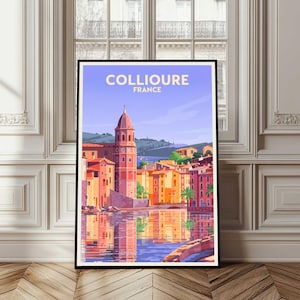 Collioure Poster, France Travel Print, Collioure France Poster, Collioure Illustration, Collioure City Gift, Collioure Wall Art, Home Decor