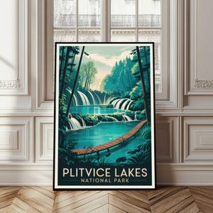 Plitvice Lakes National Park Poster, Plitvice Lakes Travel Poster, Croatia Wall Art, Croatia Print, Forest Poster, Nature Poster