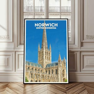 Poster di Norwich, stampa di viaggio nel Regno Unito, arte murale di Norwich, regalo della città di Norwich, arte di Norwich, arredamento per la casa, regalo per le vacanze nel Regno Unito