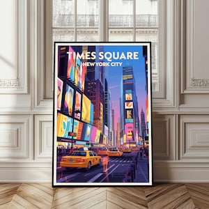 Poster di Times Square, stampa di viaggio negli Stati Uniti, regalo di New York City, arte murale di Times Square, stampa di Times Square, paesaggio urbano di New York, arredamento per la casa