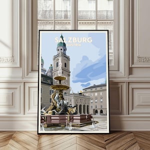 Salzburg Poster, Salzburg Austria Travel Poster, Austria Wall Art, Salzburg City Gift, Salzburg Travel Print, Nature Poster, Salzburg Art