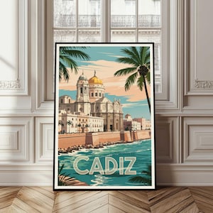 Cadiz Poster, Cadiz Travel Poster, Cadiz Spain Print, Spain Wall Art, Cadiz City Gift, Cadiz Illustration, Nature Poster, Coastal Print