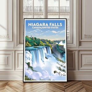 Niagara Falls Poster, United State Travel Print, Canada Travel Gift, Niagara Falls Wall Art, Niagara Falls Illustration Art, Nature Poster