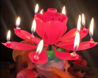 Rotating Musical Birthday Candle: Lotus Flower Cake Topper Lily of the Valley (Brand)
