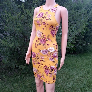 fashion nova gender reveal dress Mustard Glass Silk Flower Enhanced Sheen Strappy Dress main image 0